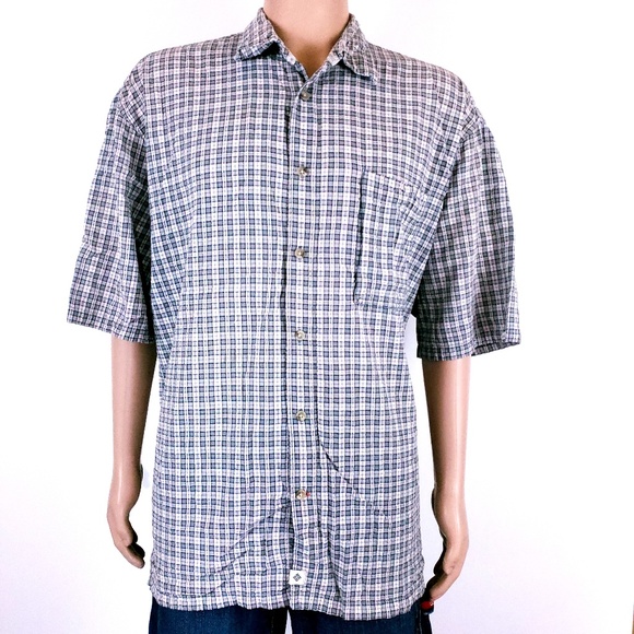 Columbia Men Button Front Shirt Check 100% Cotton Size XXL - Picture 1 of 6